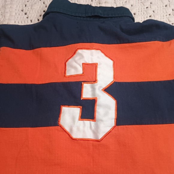 U.S. Polo Assn LS Polo Boys XL 14/16 Striped Blue Orange Rugby Pony Stitched #3 - Picture 10 of 11